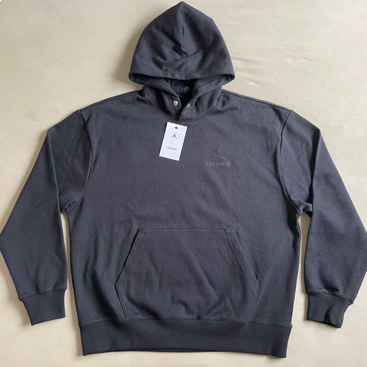 ナイキ ジョーダン アママニエール 総柄 スウェットパーカー Mサイズ NIKE Jordan Brand x A Ma Maniere Jacquard Hoodie Black フーディー拍卖