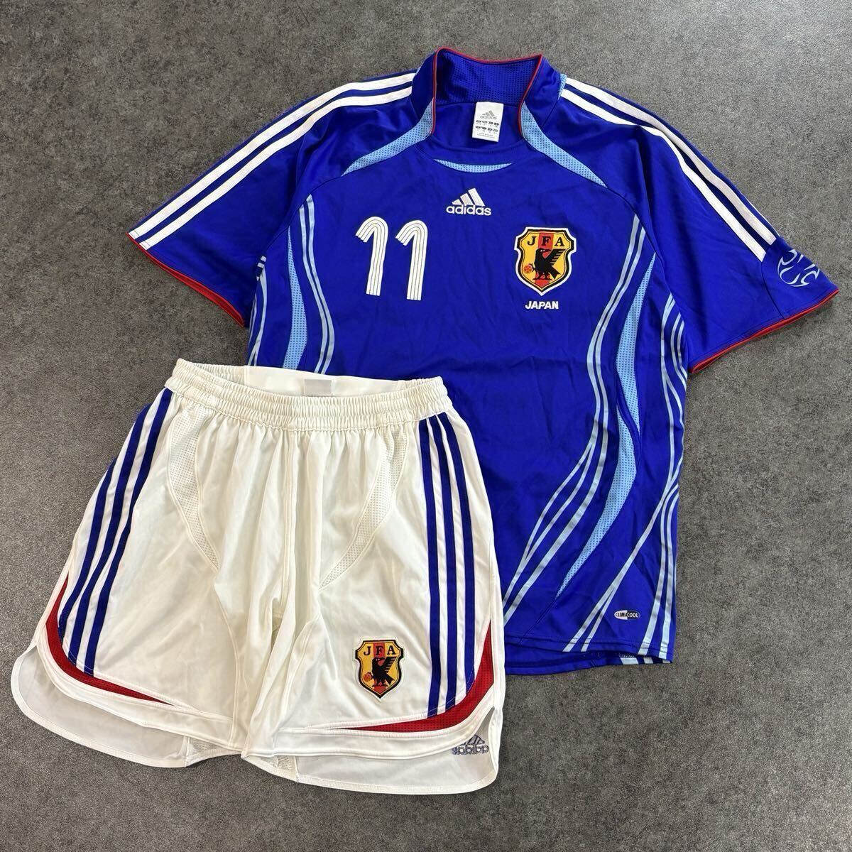 ファン必見! 希少 adidas アディダス サッカー 日本代表 2006年 ドイツW杯 ホーム ユニフォーム #11 上下 セットアップ 巻誠一郎拍卖