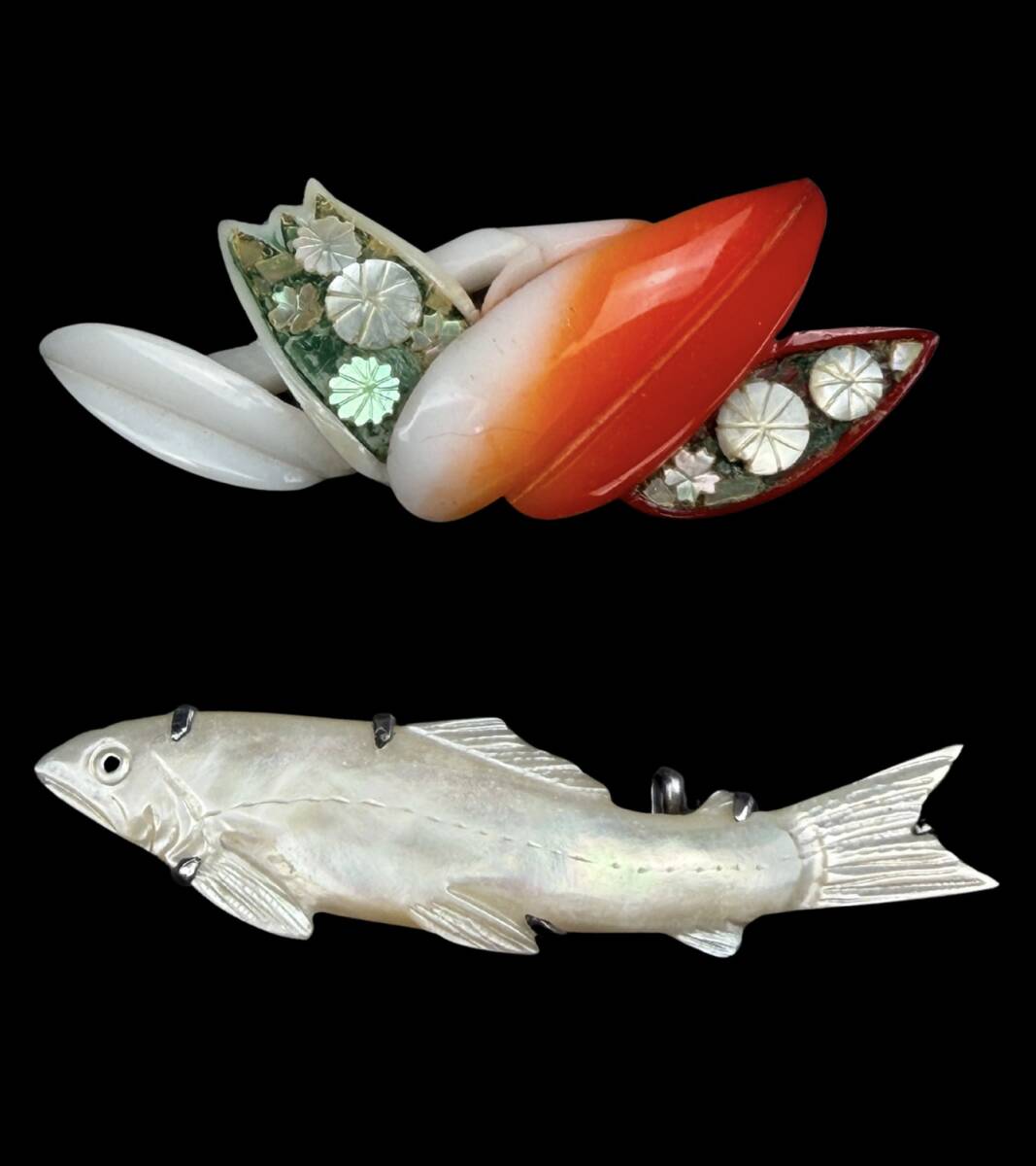 【偲】■極美品■ 帯留め 和装小物 着物 首飾り アクセサリー2点 重約15.17g y-769拍卖