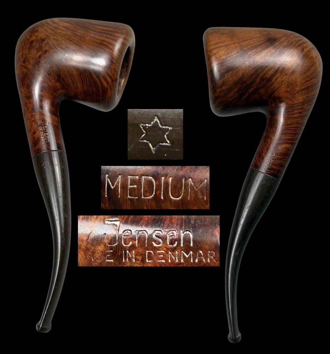 【偲】うぶ品 イェンセンJensen ミディアム デンマーク製 時代物 古いパイプ ランド パイプ 喫煙具 t-264拍卖