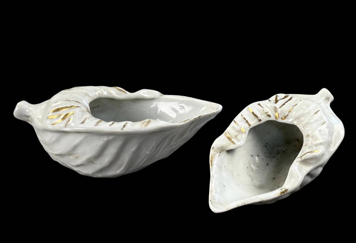 【偲】白磁 金彩 蓮葉 湯冷 茶道具 時代物 茶器 陶工 蔵出し 古美術品 c-168拍卖