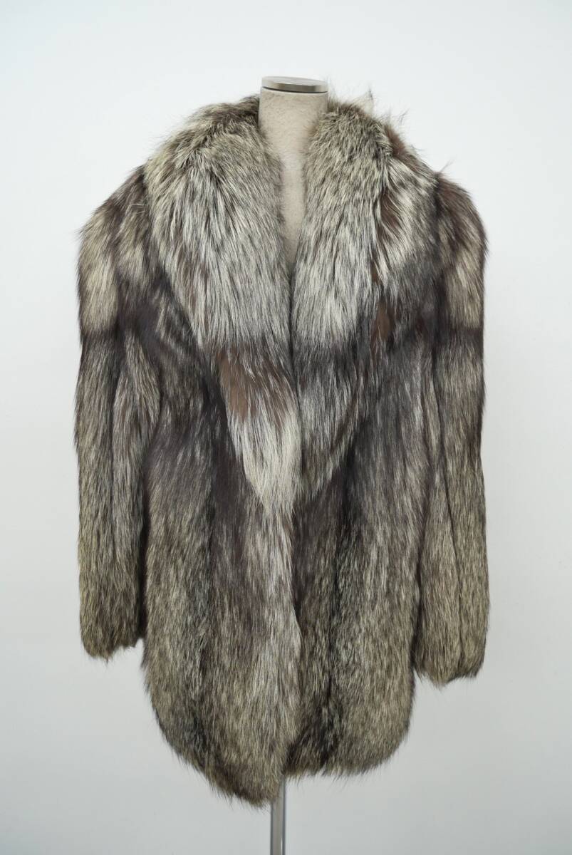 ☆シルバーフォックス☆ハーフコート☆着丈76cm☆SAGAシルバー☆拍卖