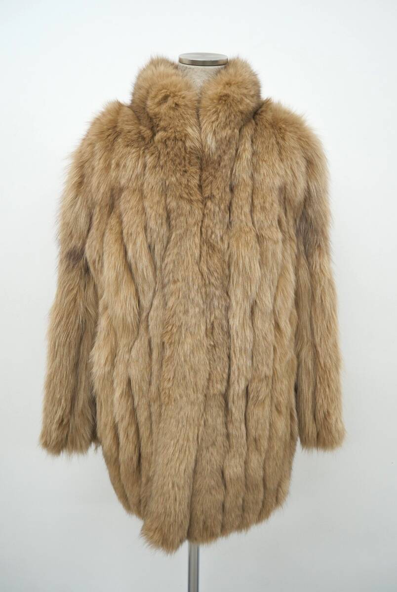 ☆染めブルーフォックス☆ハーフコート☆着丈70cm☆ブラウン系☆拍卖