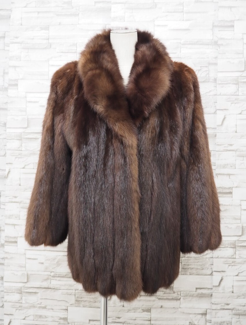 ☆セーブル☆ハーフコート☆着丈70cm☆13号☆拍卖