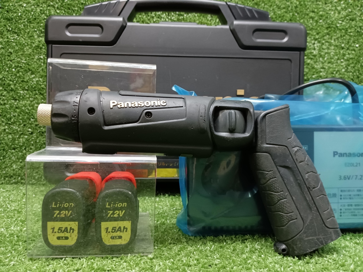 中古 パナソニック Panasonic 7.2V 充電スティックドリルドライバー 1.5Ahバッテリー 2個 充電器 セット EZ7421LA2ST1 限定色 ブラック拍卖