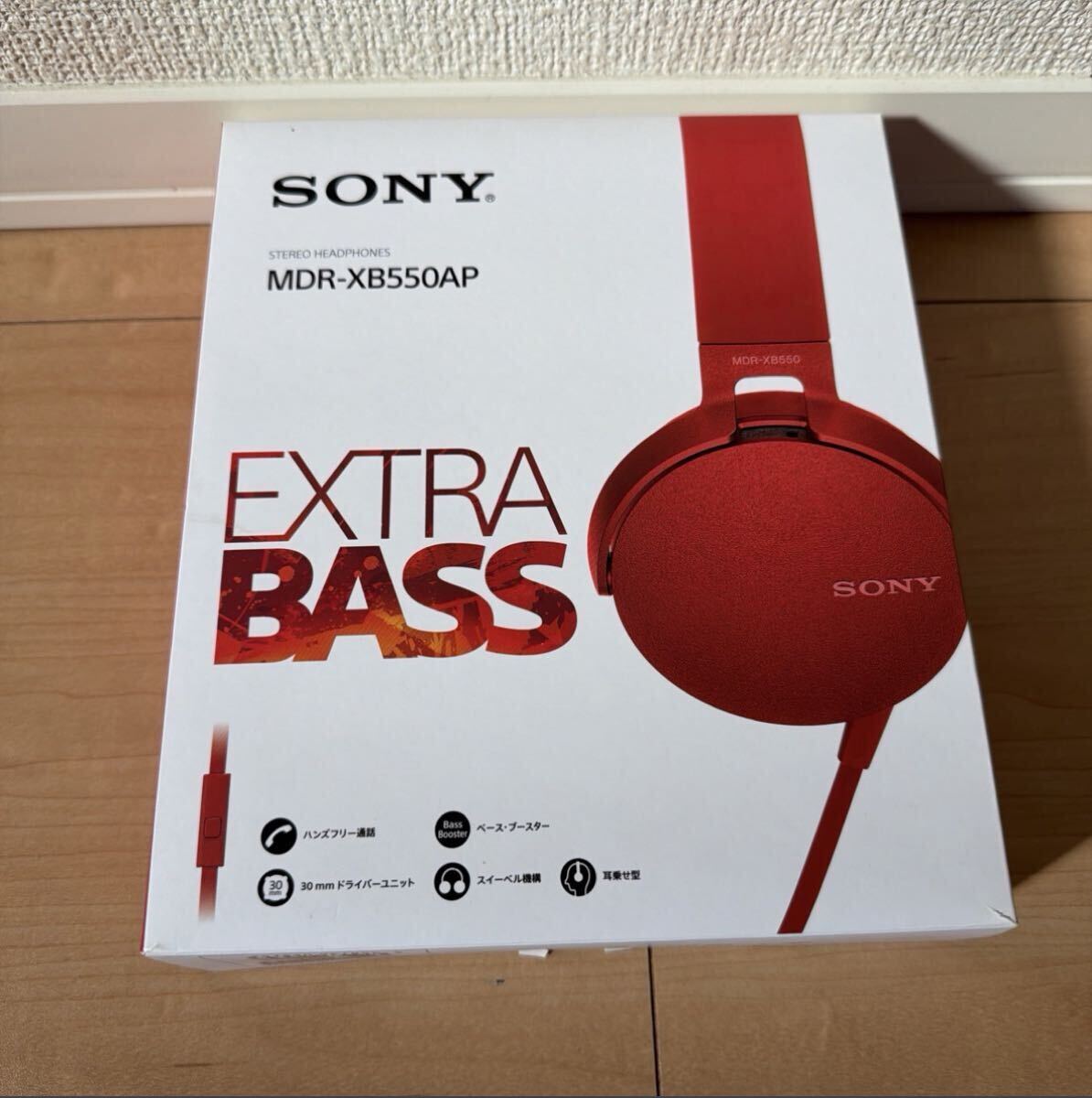衝撃1円開始!◆SONY 有線 ヘッドフォン MDR-XB550AP 重低音サウンド マイク付き ソニー レッド ヘッドホン 通電確認済 動作未確認拍卖