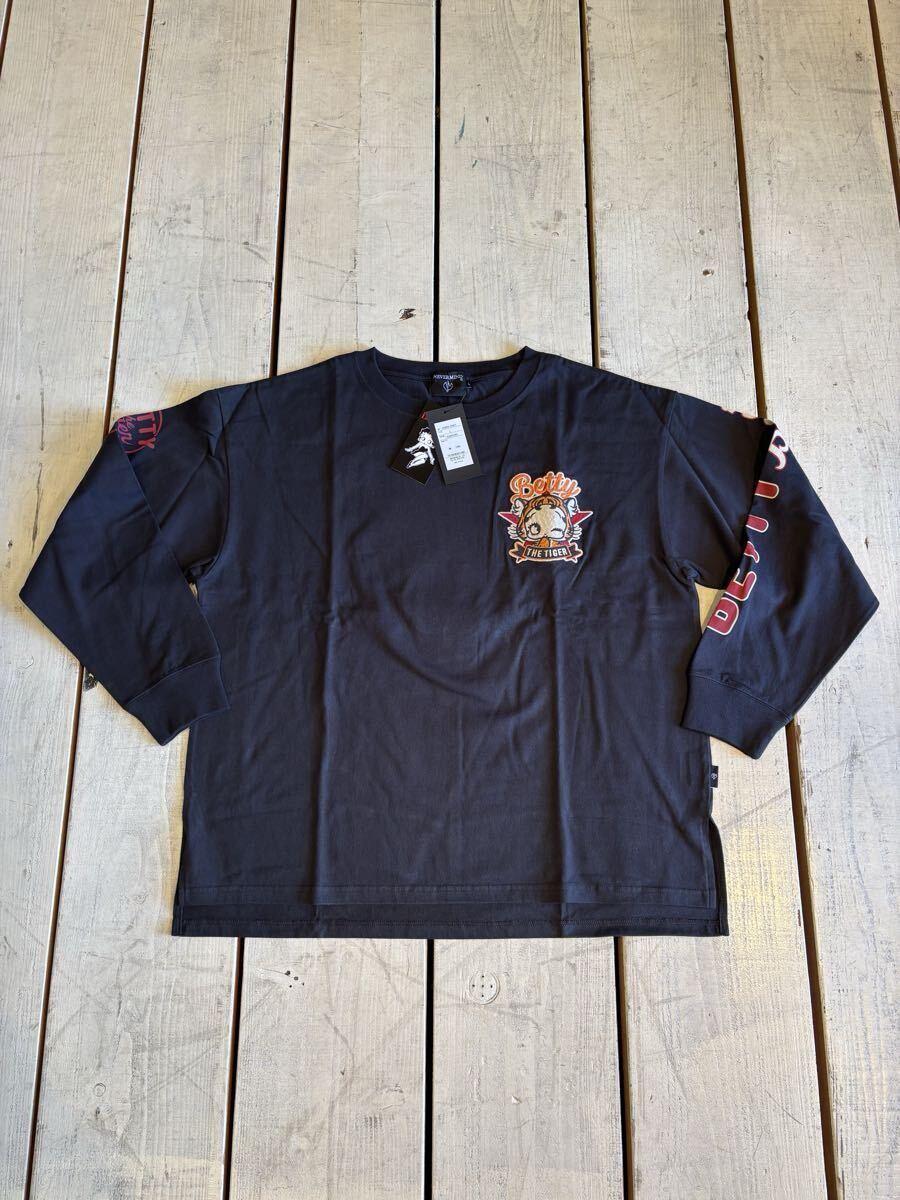 BettyBoop×NVERMIND BIGシルエット長袖teeシャツ JNBN-2501 スミクロ Lサイズ拍卖
