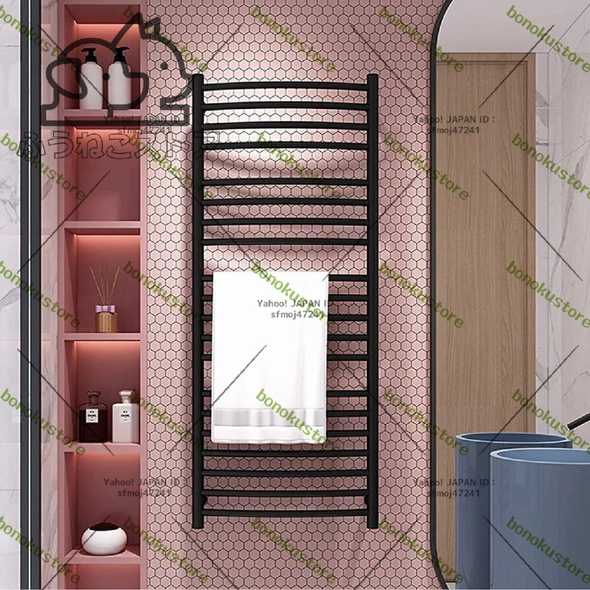 電気タオルウォーマーラジエーター20バー壁掛け式黒加熱タオルラックバスルーム304ステンレス鋼研磨加熱タオルレール乾燥ラック f1919拍卖