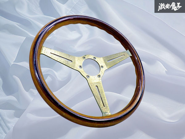 【破損無し!】社外 汎用 ハンドル ステアリングホイール ステアリングハンドル ウッド 木目 直径約36cm 棚17C3拍卖