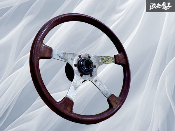 【破損無し!】社外 汎用 ハンドル ステアリングホイール ステアリングハンドル ウッド 木目 直径約36cm 棚17O拍卖