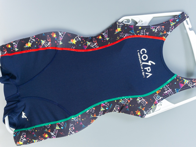 1109*【送料無料】*競泳水着*コスパ*COSPA*指定*ショートスパッツスーツ*130サイズ*ネーム入*USED♪拍卖