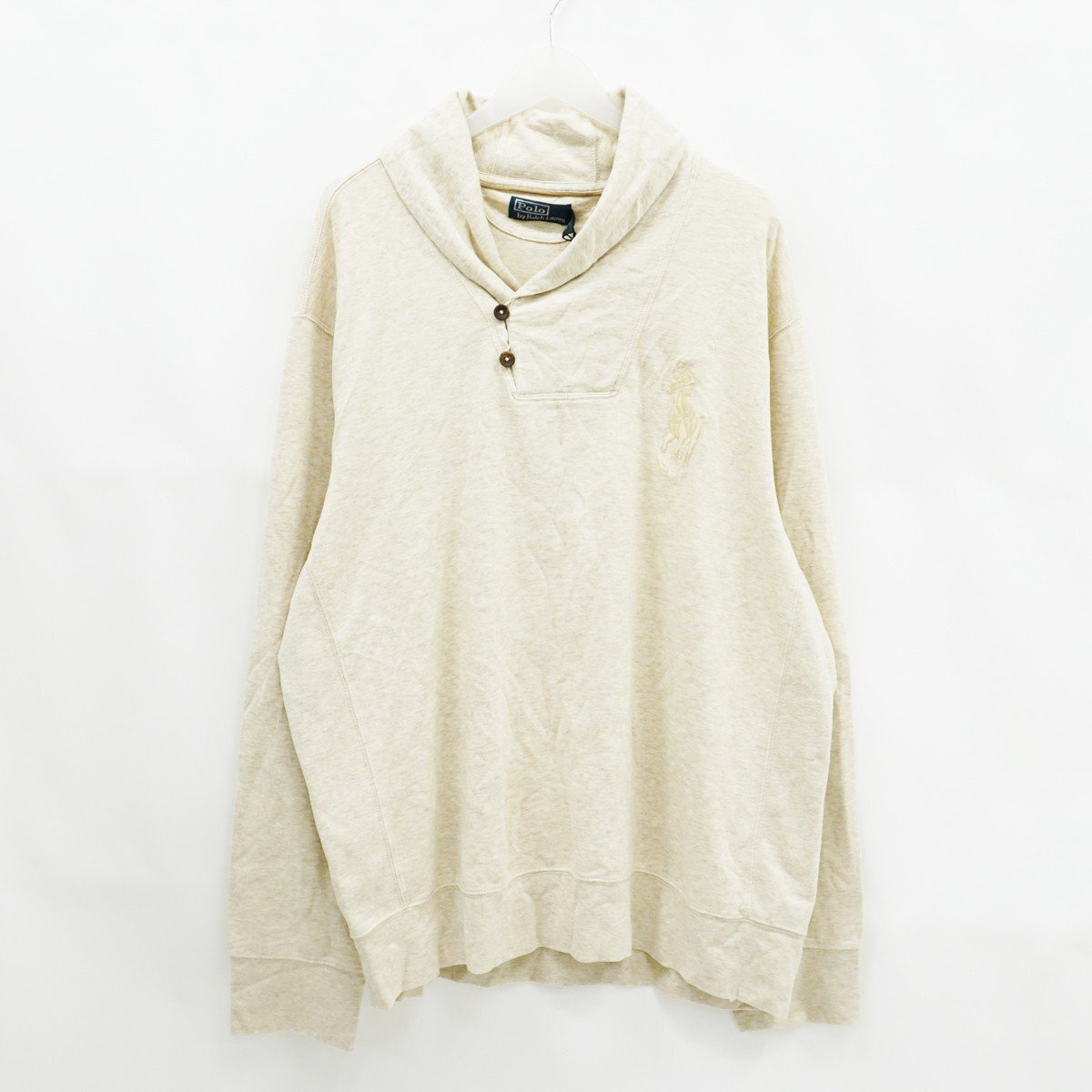 ◇美品【Polo by Ralph Lauren ポロ by ラルフローレン】エルボーパッチ スウェット ベージュ XXXL拍卖