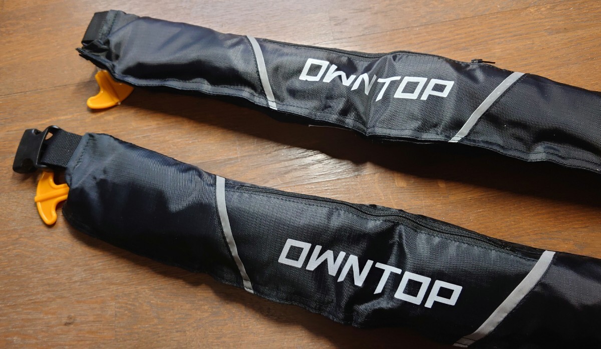 Owntopライフジャケット 腰巻タイプ 手動膨張 ボンベキットあり ボンベ付き サイズ調節可能 コンパクト 大人用 軽量 耐久性 防水 セーリ2個拍卖