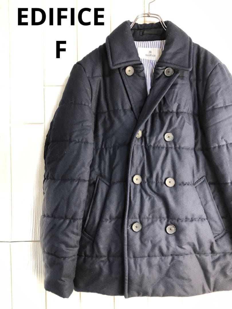 EDIFICE ネイビー ダブルブレスト ダウンジャケット拍卖