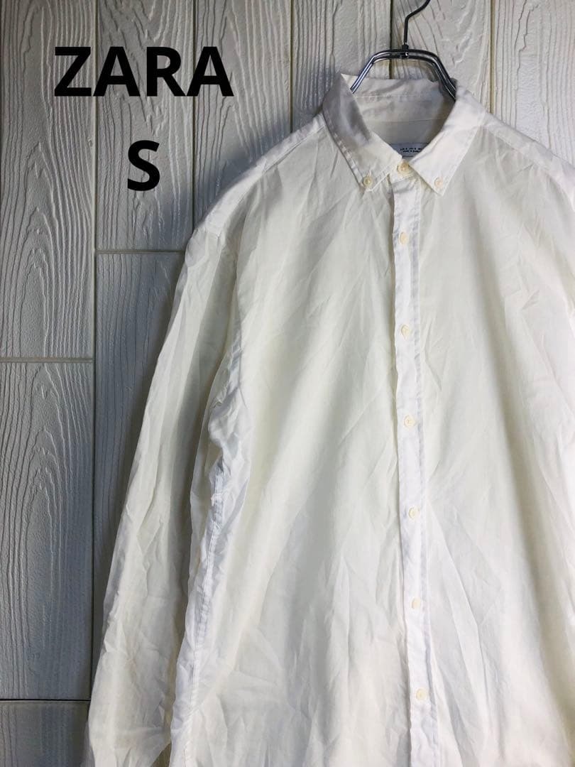 ZARA ホワイト 長袖ワイシャツ 61cm 40cm Sサイズ拍卖