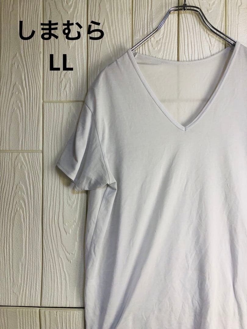 しまむら ライトグレー Vネック 半袖Tシャツ LLサイズ拍卖