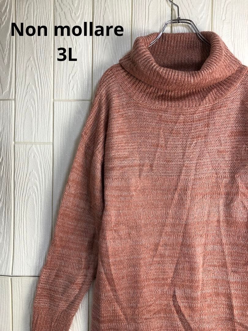Non mollare ピンク タートルネックセーター 3Lアクリル100%拍卖