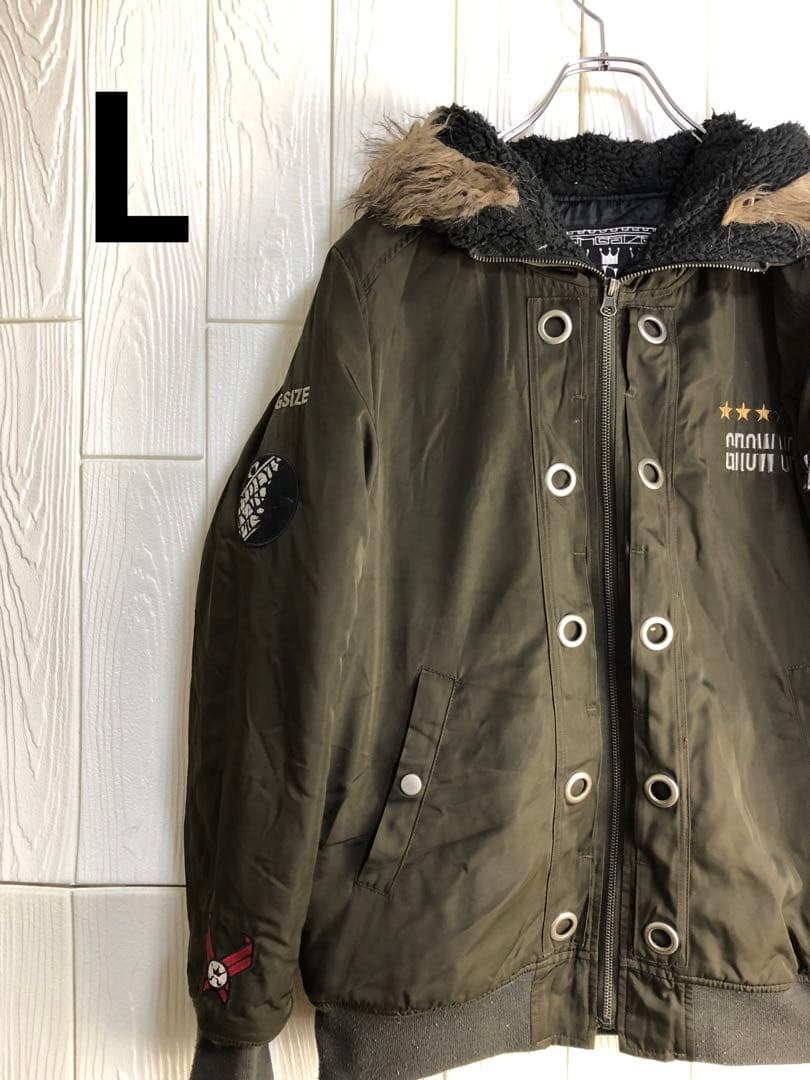 オリーブ色ファー付きジャケット Lサイズ拍卖