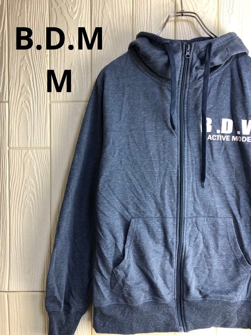 B.D.M. ダークブルー フルジップパーカー Mサイズ拍卖