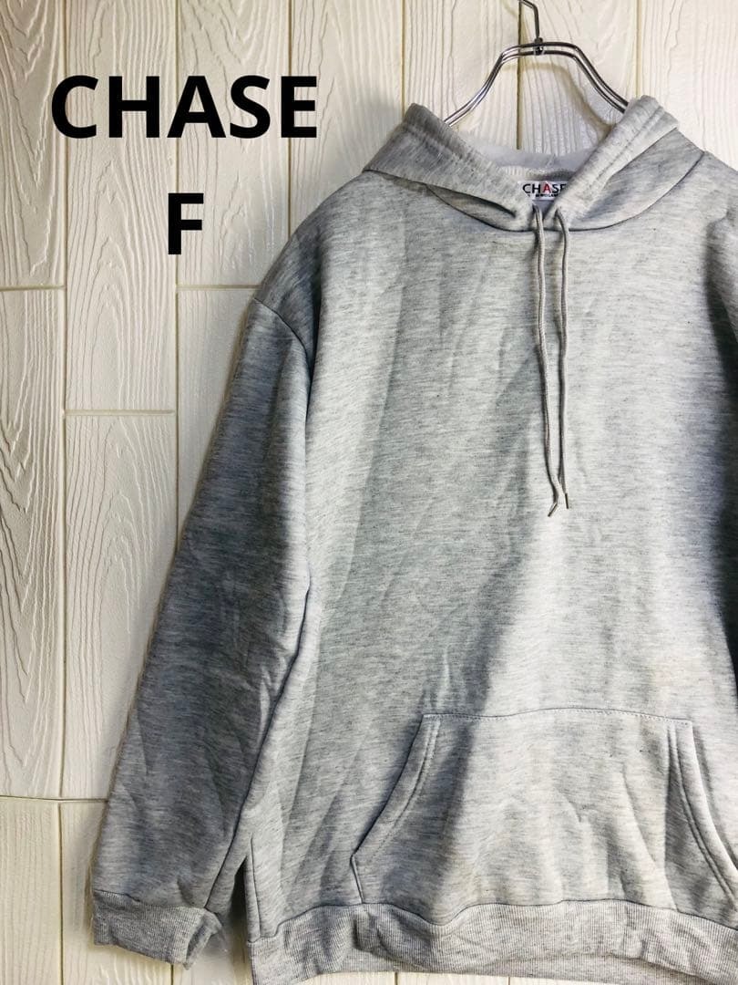 CHASE グレー フード付きパーカー 61cm 着丈 45cm 肩幅拍卖