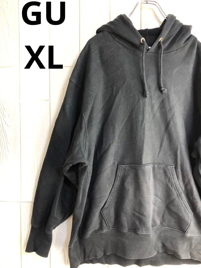 ブラック フード付きパーカー 65cm 着丈 XLサイズ拍卖