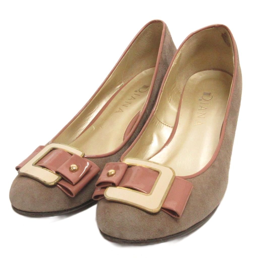 ダイアナ DIANA パンプス ウェッジソール スエード ベージュ ピンク 25.0cm レディース拍卖