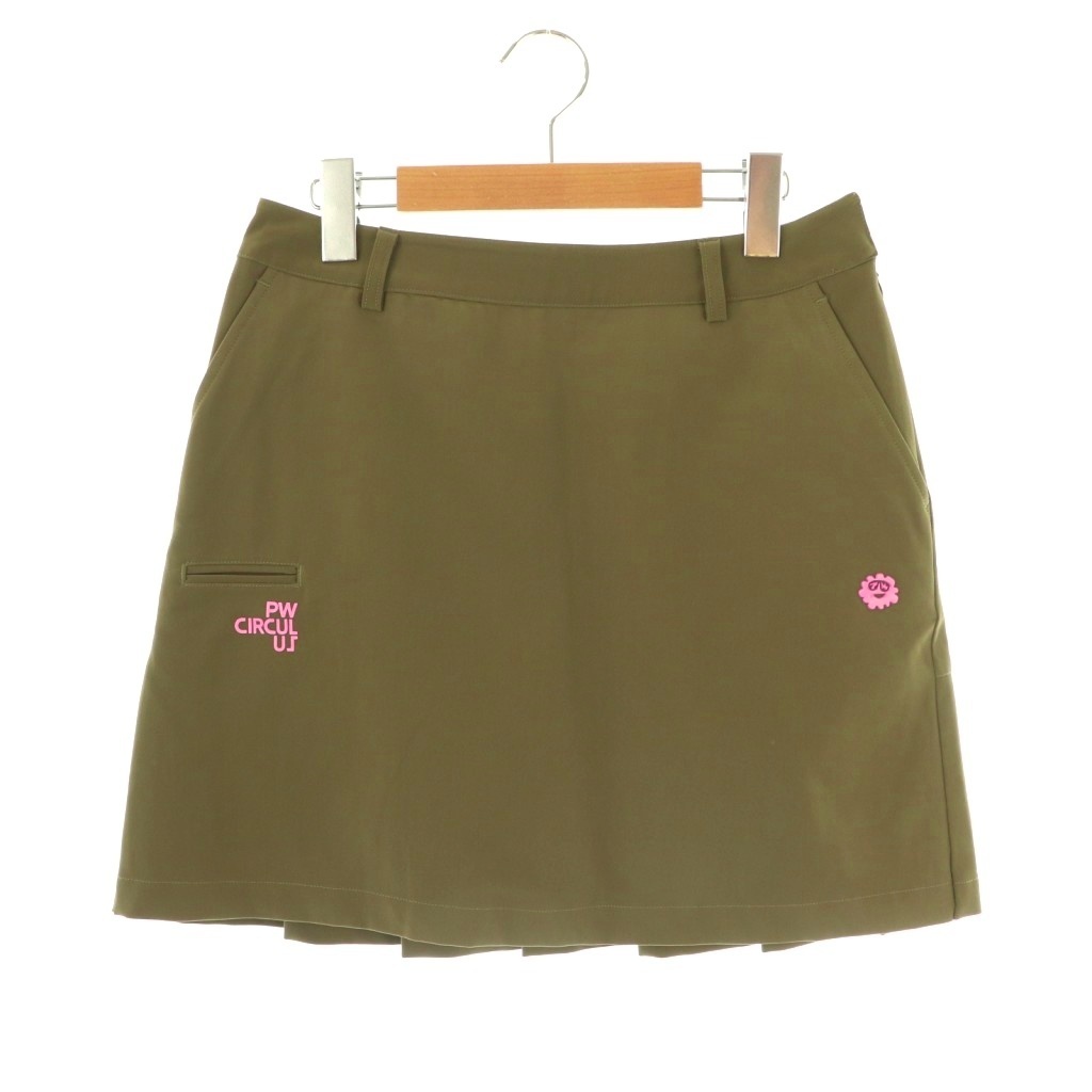 ピーダブリュサーキュラス PWCIRCULUS BACK PLEETS SKIRT ゴルフスカート 1 カーキ /DO ■OS レディース拍卖
