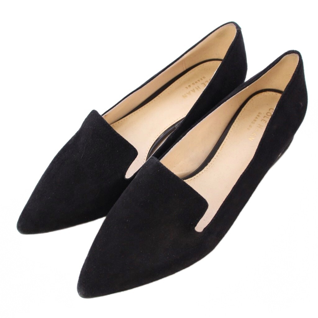 コールハーン COLE HAAN アルリススキマーII パンプス ポインテッドトゥ ローヒール スエード 6 黒 ブラック W05011 /BB レディース拍卖