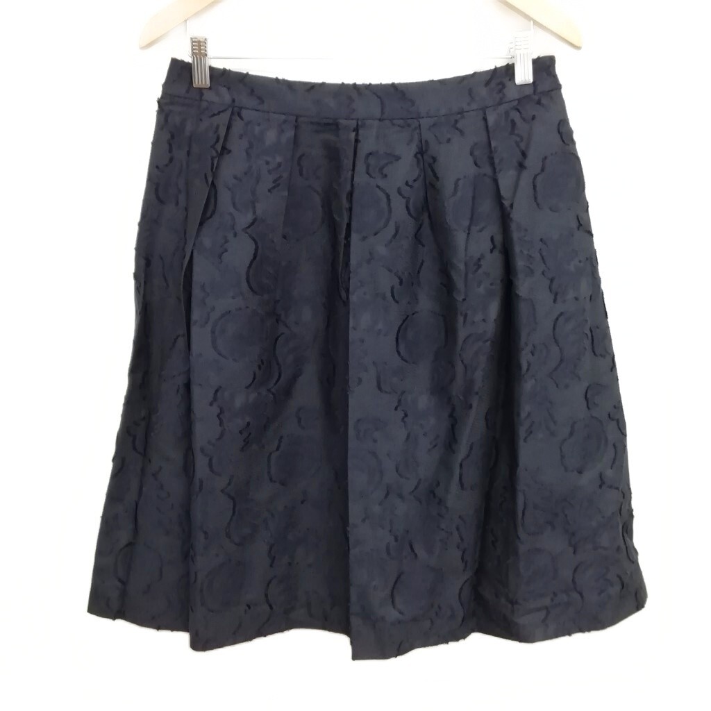 ナチュラルビューティー NATURAL BEAUTY 341-9120308 フラワー ジャガード フレア スカート フォーマル 19SS 美品 13 ネイビー レディース拍卖