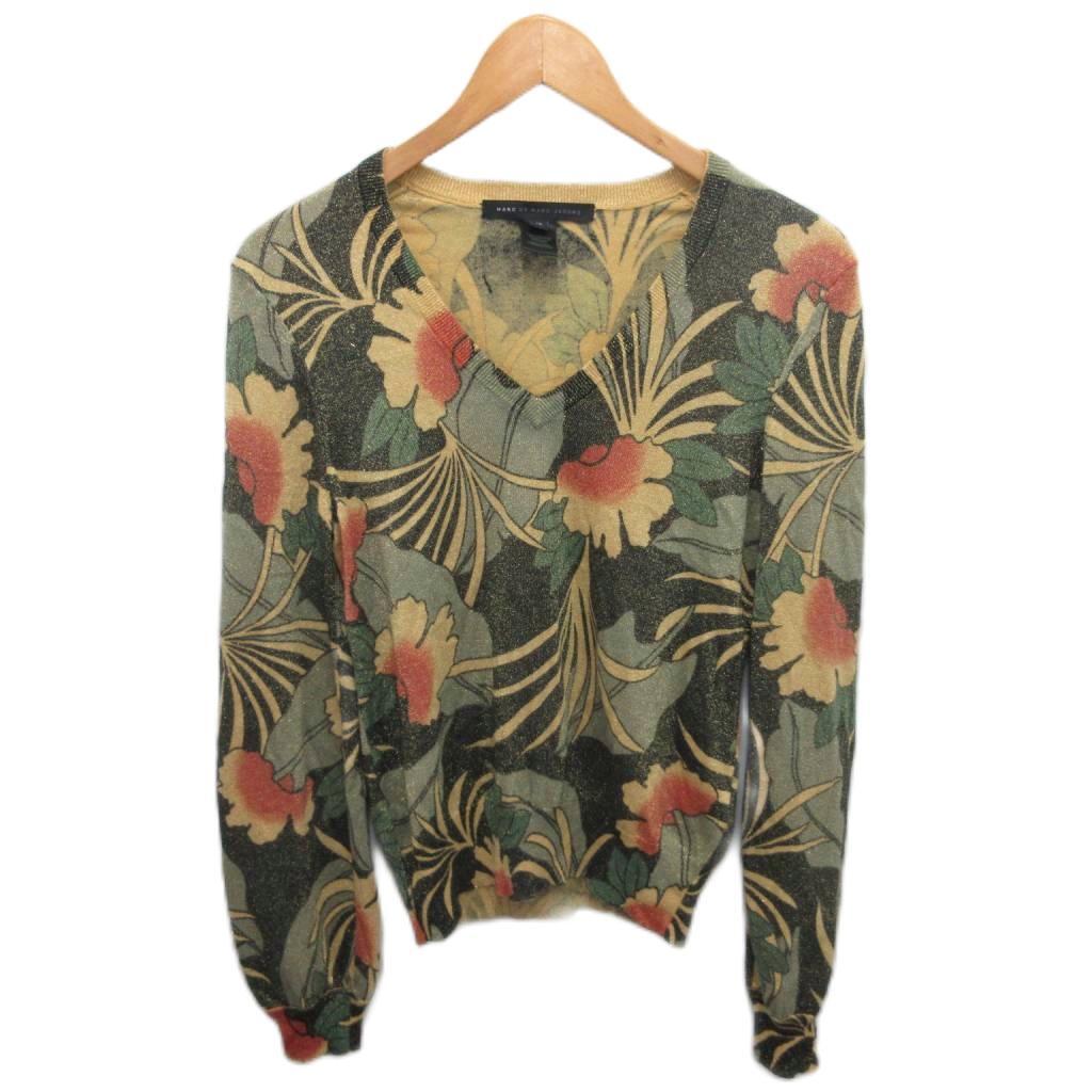 マークバイマークジェイコブス MARC by MARC JACOBS 美品 ニット セーター Vネック 総柄 花柄 XS マルチカラー M1113708 ■MET2拍卖