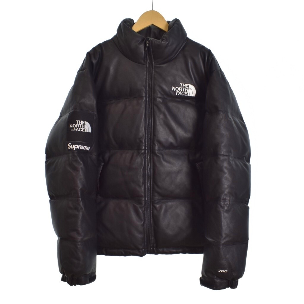 ザノースフェイス THE NORTH FACE シュプリーム Supreme 17AW Leather Nuptse Jacket レザー ヌプシ ダウンジャケット M 黒 ND91702I拍卖