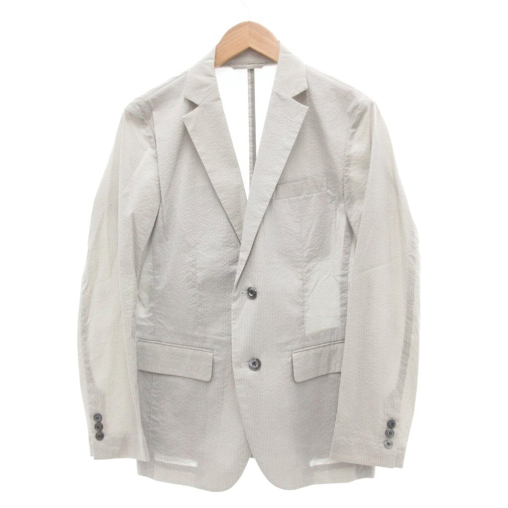 エポカ ウォモ EPOCA UOMO マイクロサッカージャケット テーラード ストライプ シェルボタン 46 グレー系 /UO メンズ拍卖