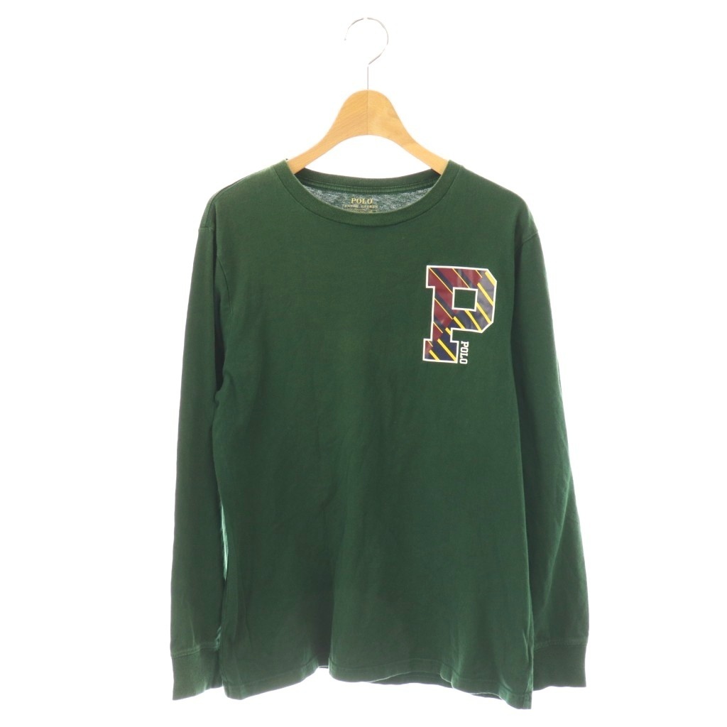 ポロ ラルフローレン POLO RALPH LAUREN 長袖Tシャツ ロンT L/G 14-16 160 ダークグリーン 緑 Pロゴ /ES ■GY53 キッズ拍卖