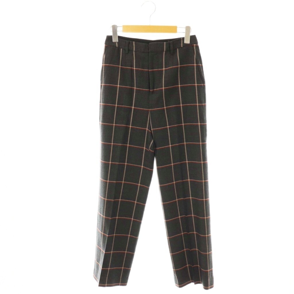 マッキントッシュ ロンドン MACKINTOSH LONDON ウールチェック柄センタープレススラックス パンツ ストレート 36 グレー ブラウン オフホワ拍卖
