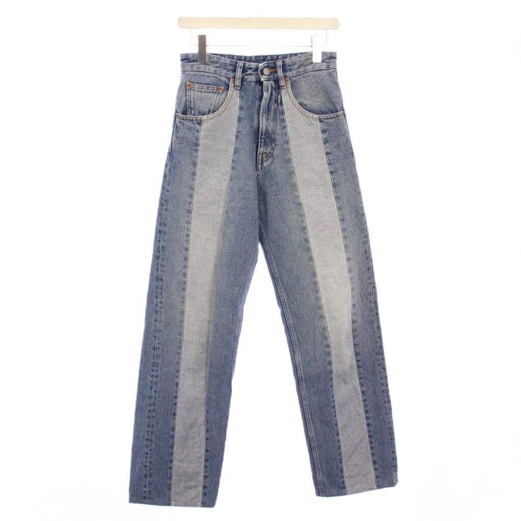 エムエムシックス メゾンマルジェラ MM6 Maison Margiela デニムパンツ ジーンズ ジップアップ バイカラー 切替 W24 青 ブルー拍卖