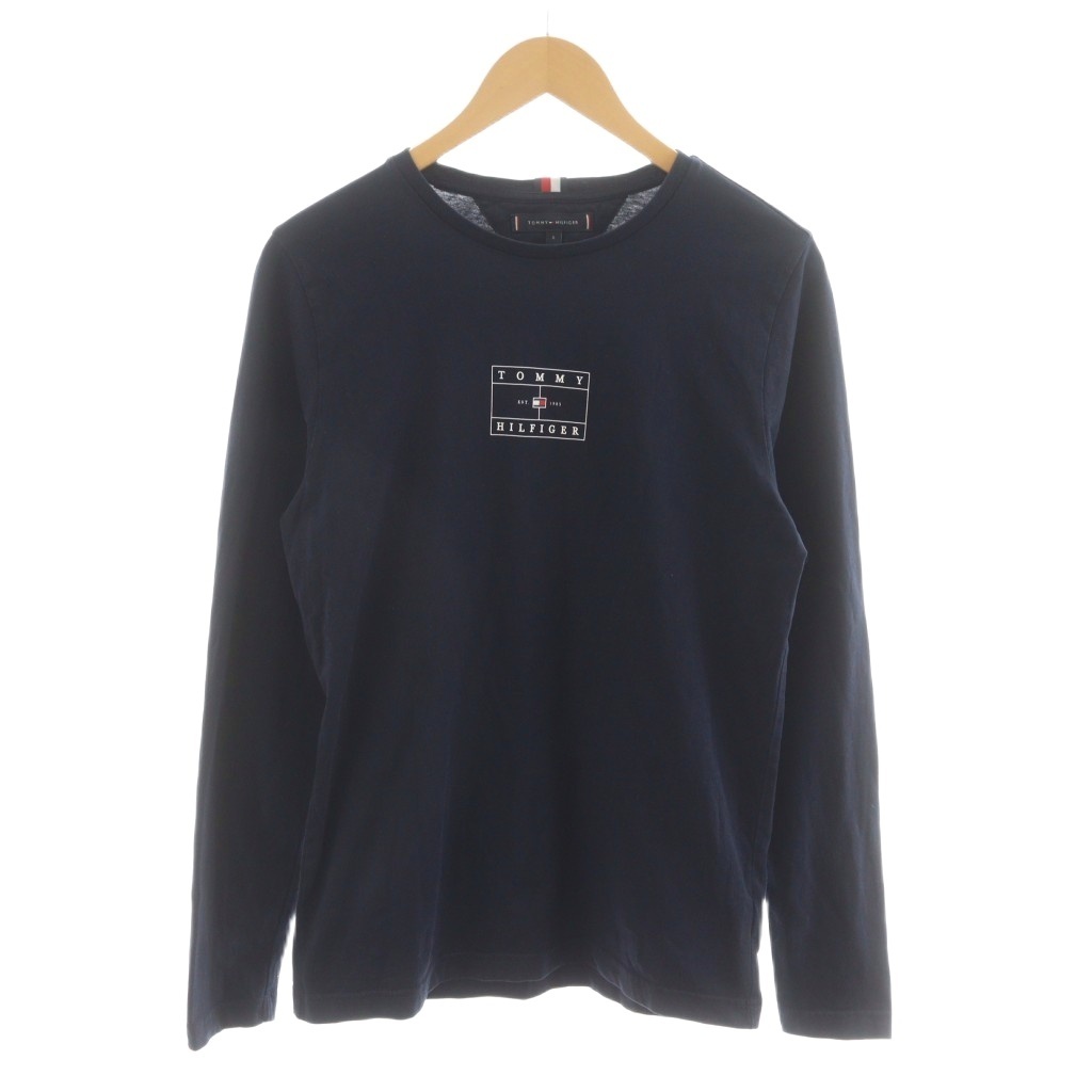 トミーヒルフィガー TOMMY HILFIGER フラッグプリントロンT Tシャツ カットソー 長袖 S 紺 ネイビー MW0MW21033 /RR レディース拍卖