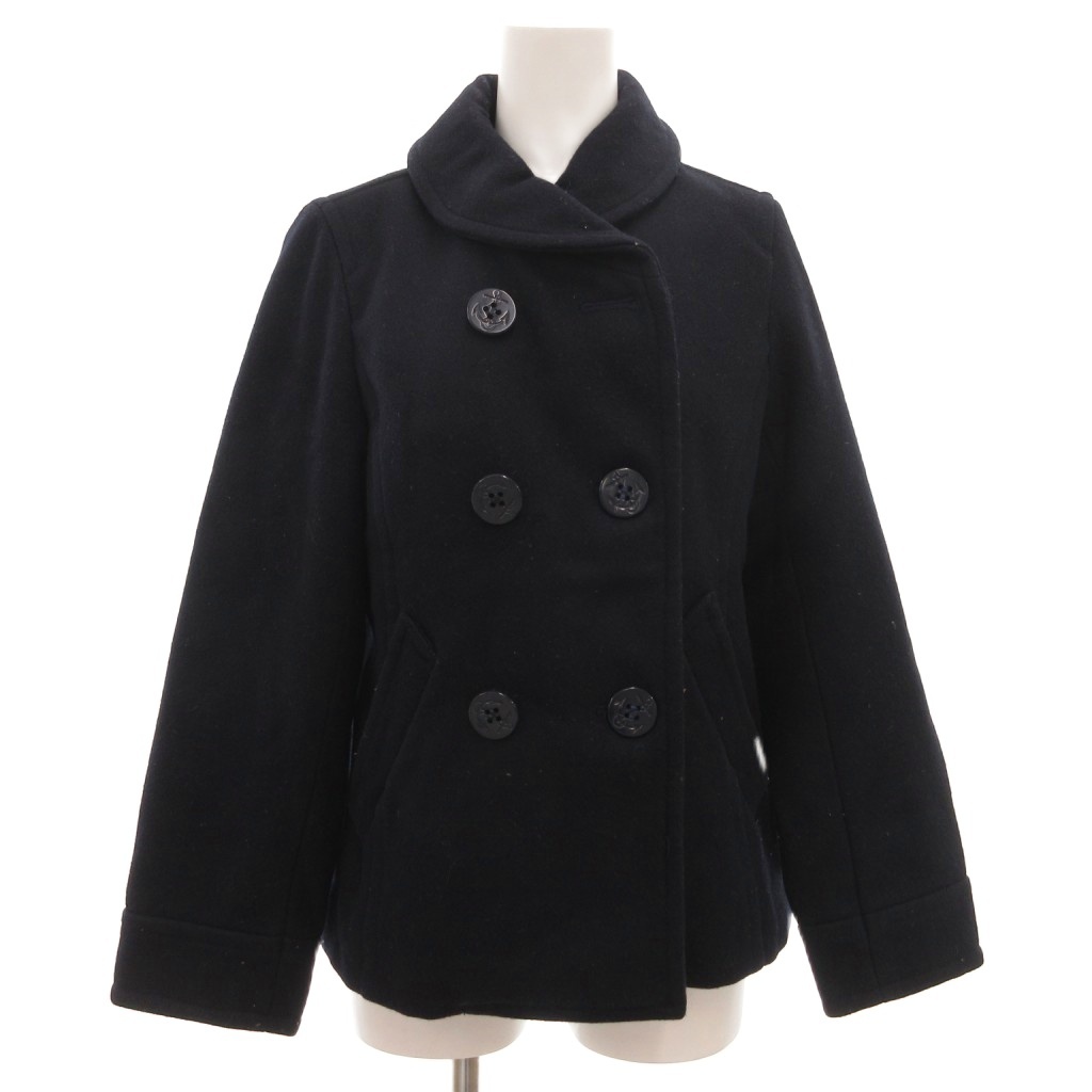 ハリウッドランチマーケット ブルーブルー ピーコート Pコート ショート丈 ラウンドカラー ダブル S 紺 ネイビー拍卖