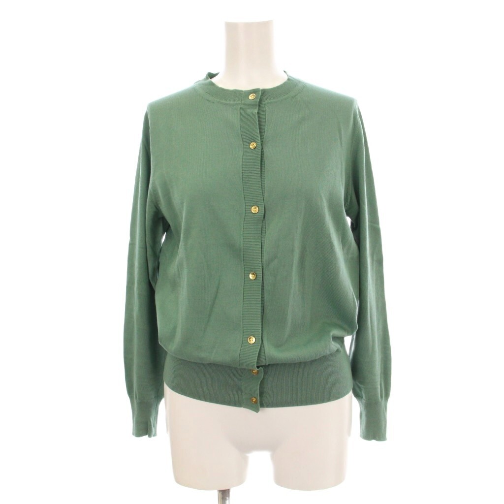 イエナ IENA アンサンブル ニット カーディガン 丸首 金ボタン リブ 緑 グリーン クルーネック 丸首 19-080-900-4020-1-0 /AP拍卖