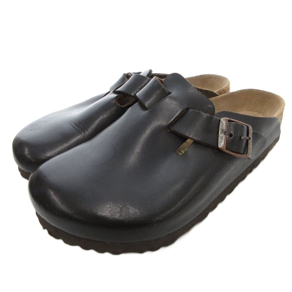 ビルケンシュトック BIRKENSTOCK BOSTON ボストン クロッグ サンダル シューズ 本革 レザー 24cm ダークブラウン /UO ■MNK2 メンズ拍卖