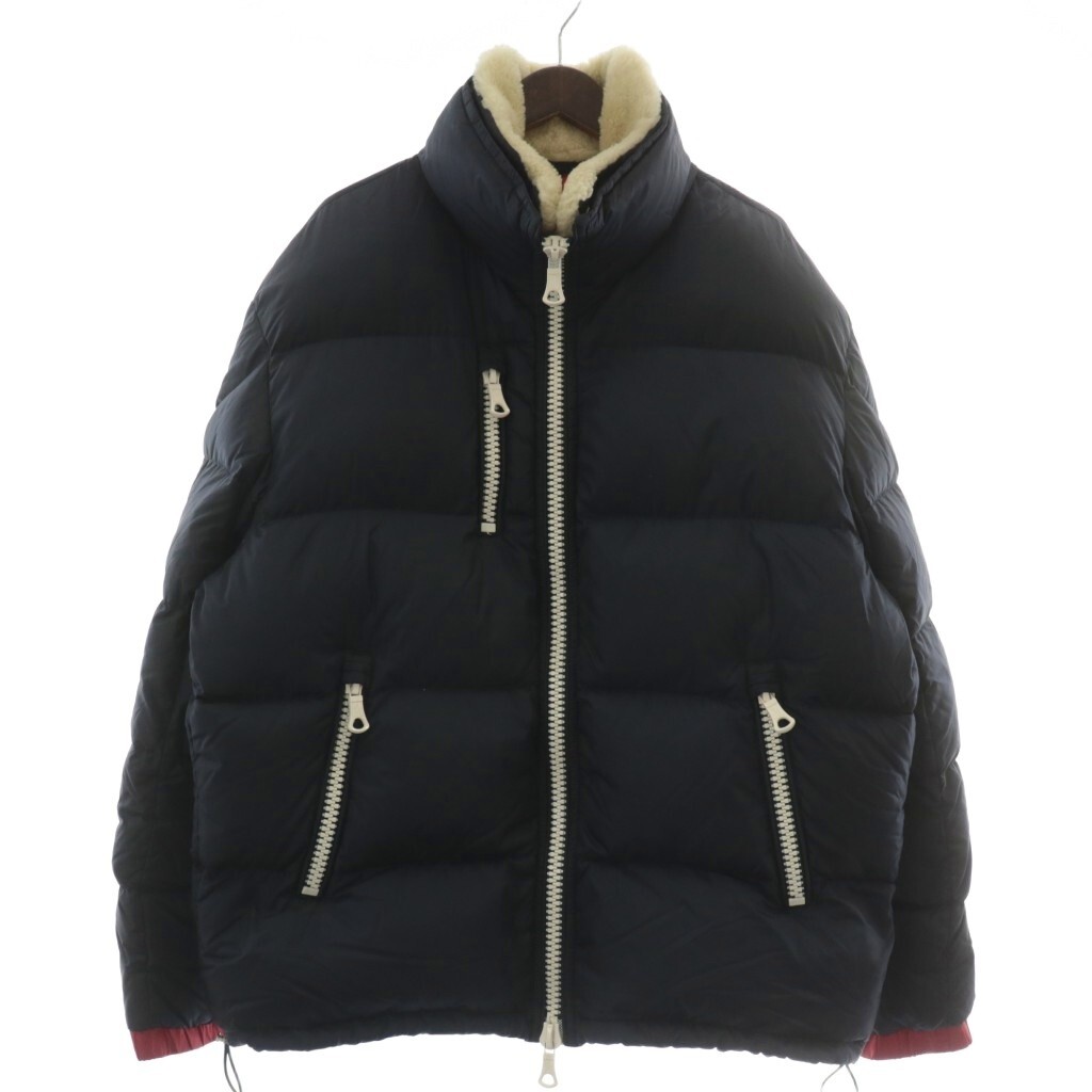モンクレール MONCLER PESSAC ペサック ダウンジャケット ナイロン ムートン付け衿 ジップアップ 6 紺 ネイビー B20914180725 53227拍卖