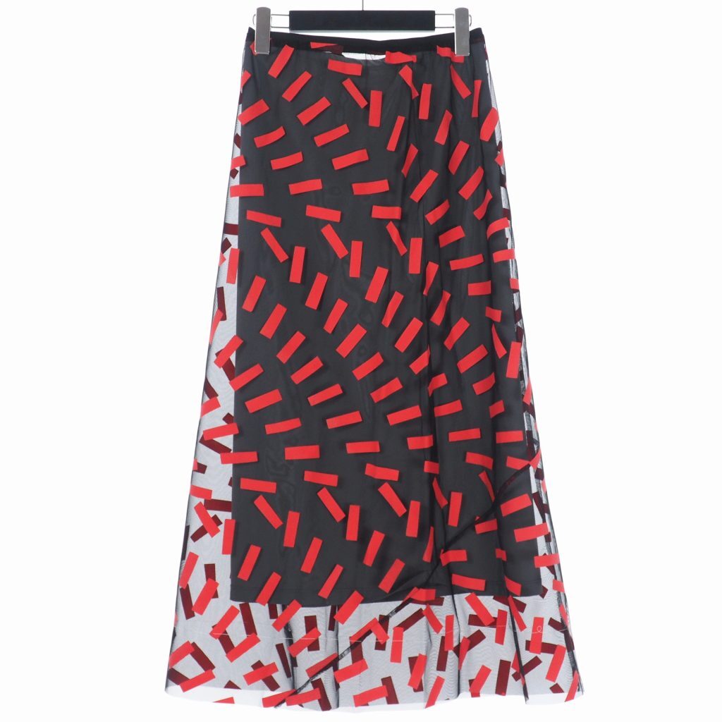 未使用品 メゾンマルジェラ Maison Margiela 21SS ストレッチ チュール スカート シースルー レイヤード 総柄 ロング丈 白タグ 38拍卖