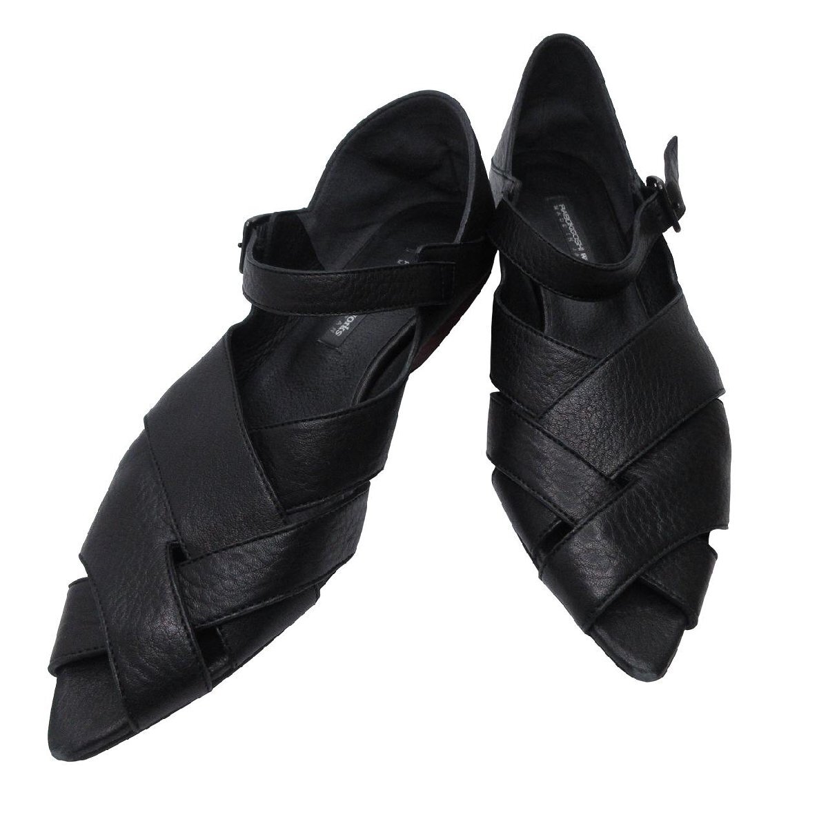 ラボキゴシ RABOKIGOSHI パンプス サンダル グルカ風 本革 オープントゥ ミュール 2way 23 1/2 23.5cm ブラック k28624 1101 レディース拍卖