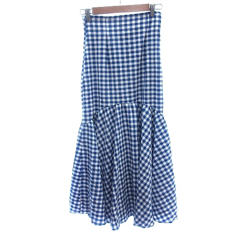 ナイスクラップ NICE CLAUP EVERY. VERY マーメイドスカート フレア ギンガムチェック F 青 ブルー /AU レディース拍卖