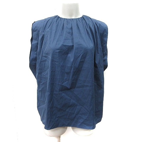 トゥモローランドコレクション TOMORROWLAND collection シャツ ブラウス プルオーバー ノースリーブ 36 S 紺 ネイビー /YI レディース拍卖