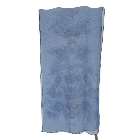 サルヴァトーレフェラガモ Salvatore Ferragamo シルクスカーフ マフラー 絹 シアー オーガンジー プリント ひまわり 花柄 ロゴ 青拍卖