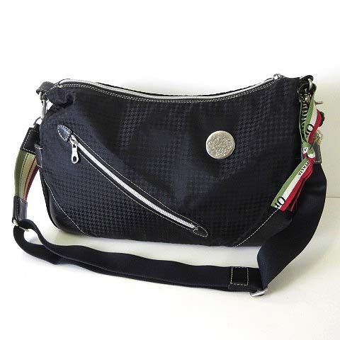 オロビアンコ OROBIANCO ショルダーバッグ ボディバッグ ナイロン 本革レザー 千鳥格子 黒 ブラック かばん 鞄 カバン 紳士 ビジネス拍卖