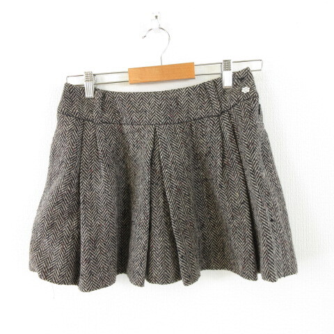 ジャイロ JAYRO プリーツミニスカート ヘリンボーン 黒 茶 M *A721 レディース拍卖
