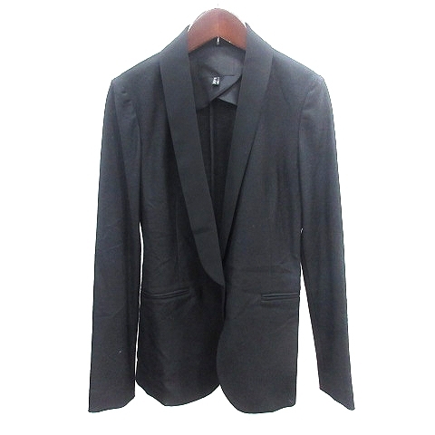 アイシービー iCB ショールカラージャケット 背抜き ウール 7 S 黒 ブラック /AU レディース拍卖