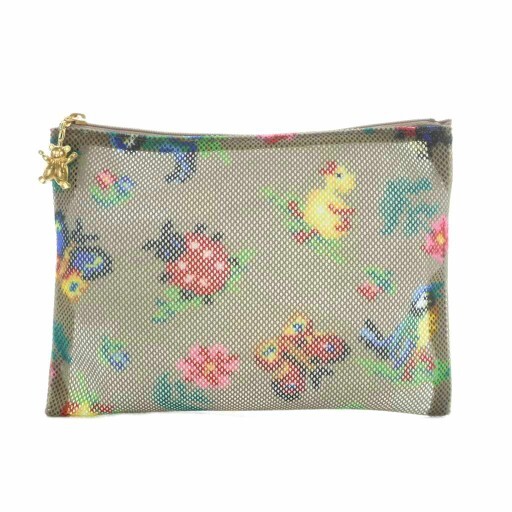 フェイラー FEILER ハイジ メッシュポーチ ベージュ 薄茶色 総柄 花 蝶 鳥 HEMP-171021 /RI■OS レディース拍卖