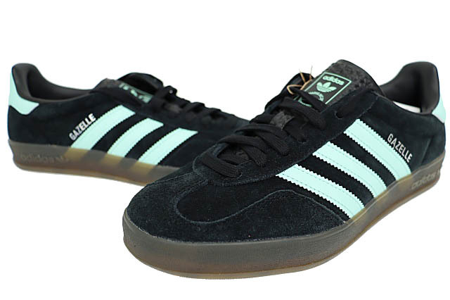 アディダス adidas GAZELLE INDOOR CORE BLACK CLEAR MINT GUM ガゼル インドア コアブラック クリアミント ガム JR7112 27▲251101 メンズ拍卖
